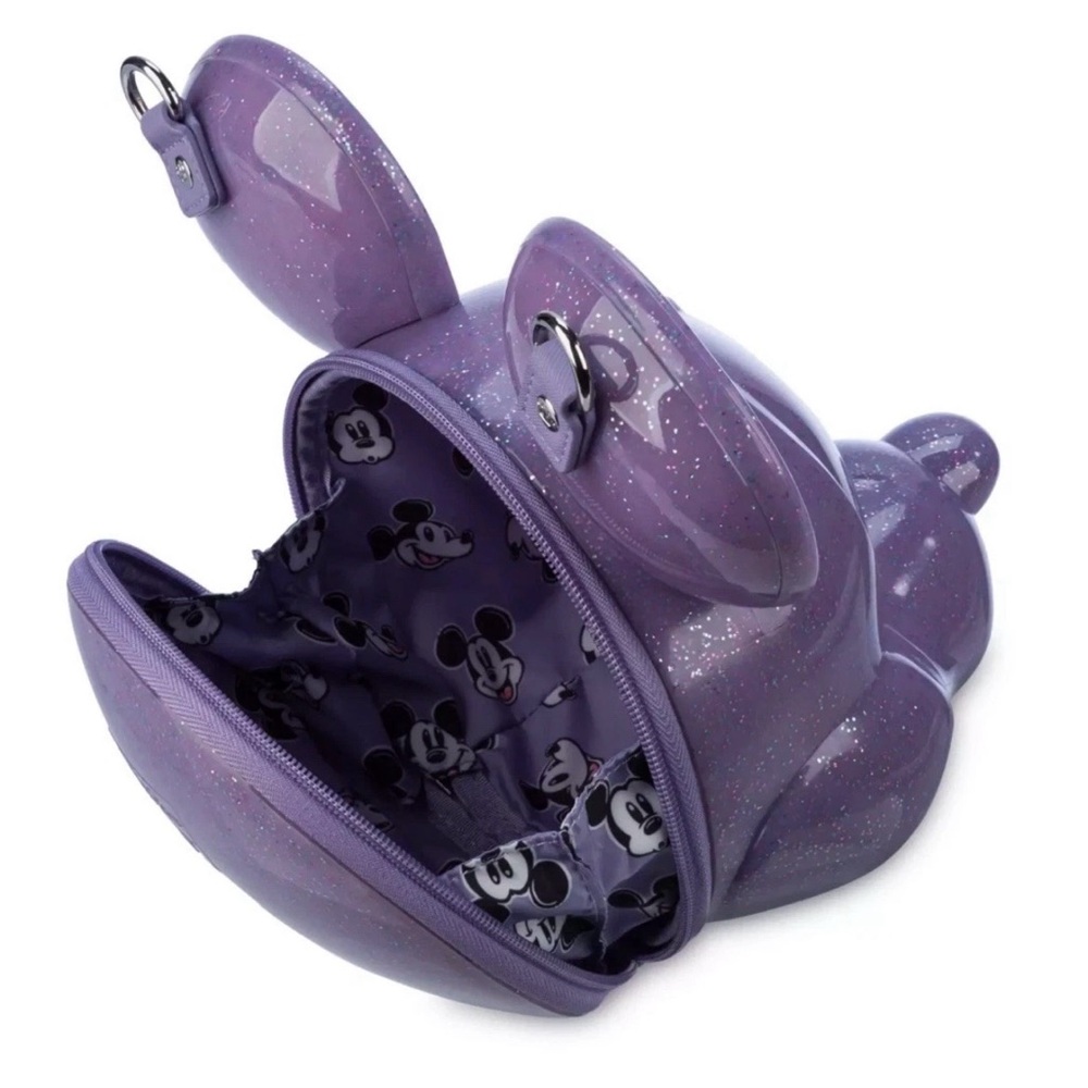 Disney Parks Loungefly Molded Purple Glitter Mickey Mouse Crossbody Bag - Picture 4 of 4